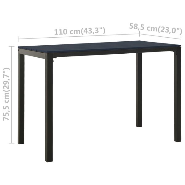vidaXL 3 Piece Garden Dining Set Steel and WPC Black