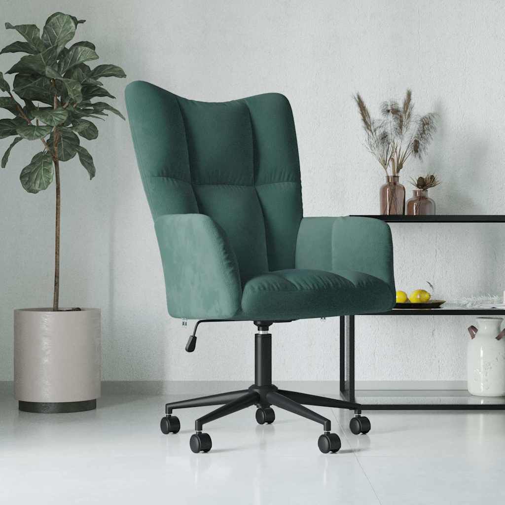 vidaXL Relaxing Chair Dark Green Velvet
