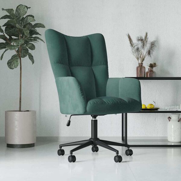 vidaXL Relaxing Chair Dark Green Velvet