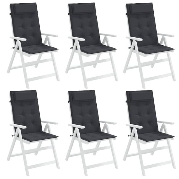 vidaXL Highback Chair Cushions 6 pcs Black Oxford Fabric