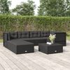 vidaXL 7 Piece Garden Lounge Set with Cushions Black Poly Rattan
