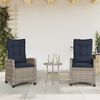 vidaXL Reclining Garden Chairs 2 pcs with Cushions Grey Poly Rattan