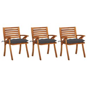vidaXL Garden Dining Chairs with Cushions 3 pcs Solid Acacia Wood