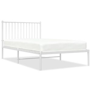 vidaXL Metal Bed Frame without Mattress with Headboard White 100x190cm