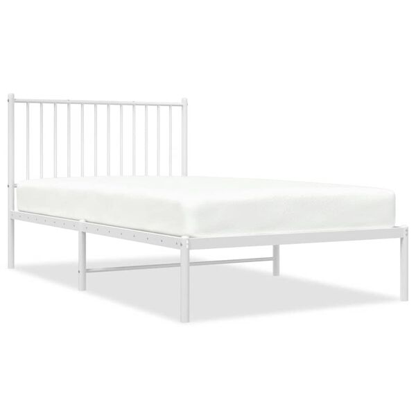 vidaXL Metal Bed Frame without Mattress with Headboard White 100x190cm