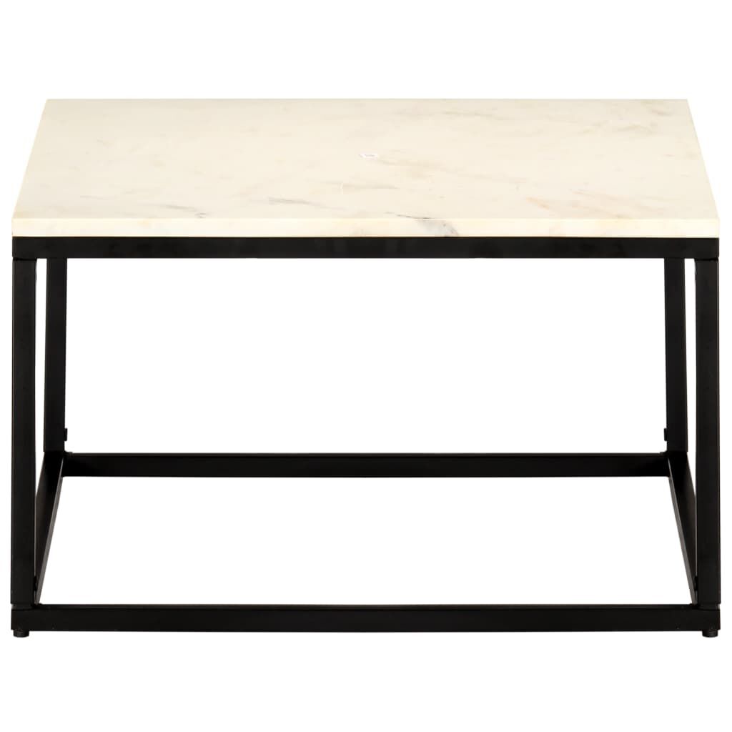 vidaXL Coffee Table White 60x60x35 cm Real Stone with Marble Texture