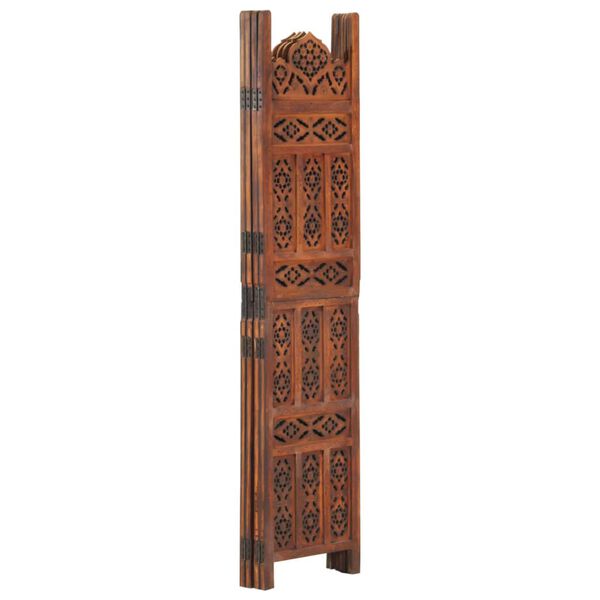 vidaXL Hand carved 4-Panel Room Divider Brown 160x165 cm Solid Mango Wood