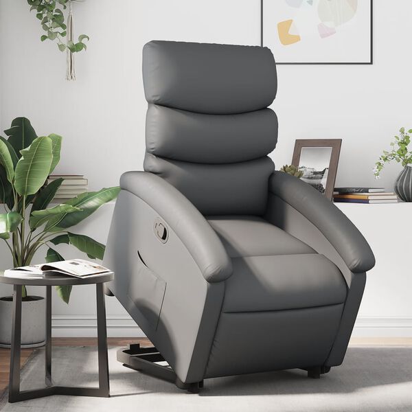vidaXL Stand up Recliner Chair Grey Faux Leather