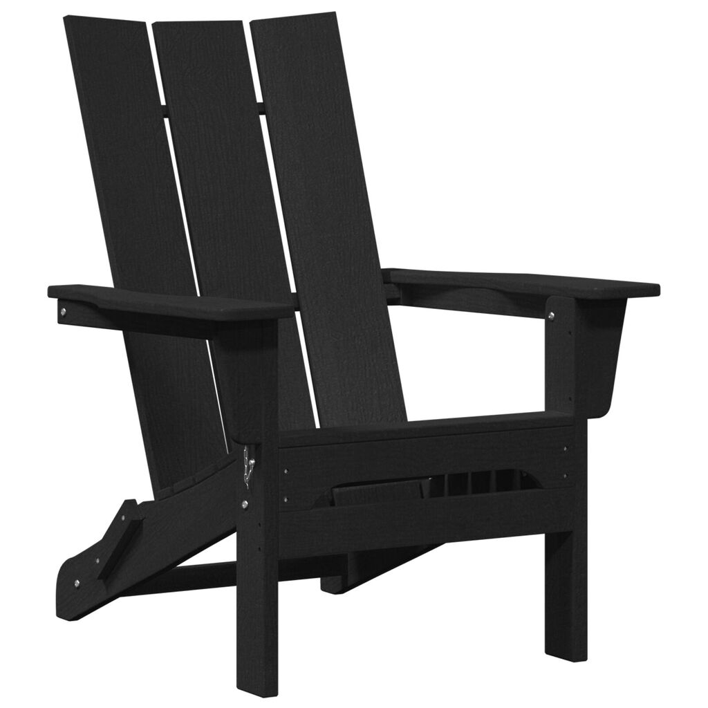 vidaXL Folding Adirondack Chair Black 74.5x80.5x90 cm HDPE