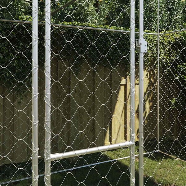 vidaXL Dog Cage 2 pcs Silver 400 x 200 x 258 cm Steel and PE