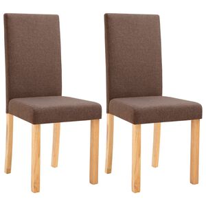 vidaXL Dining Chairs 2 pcs Brown Fabric