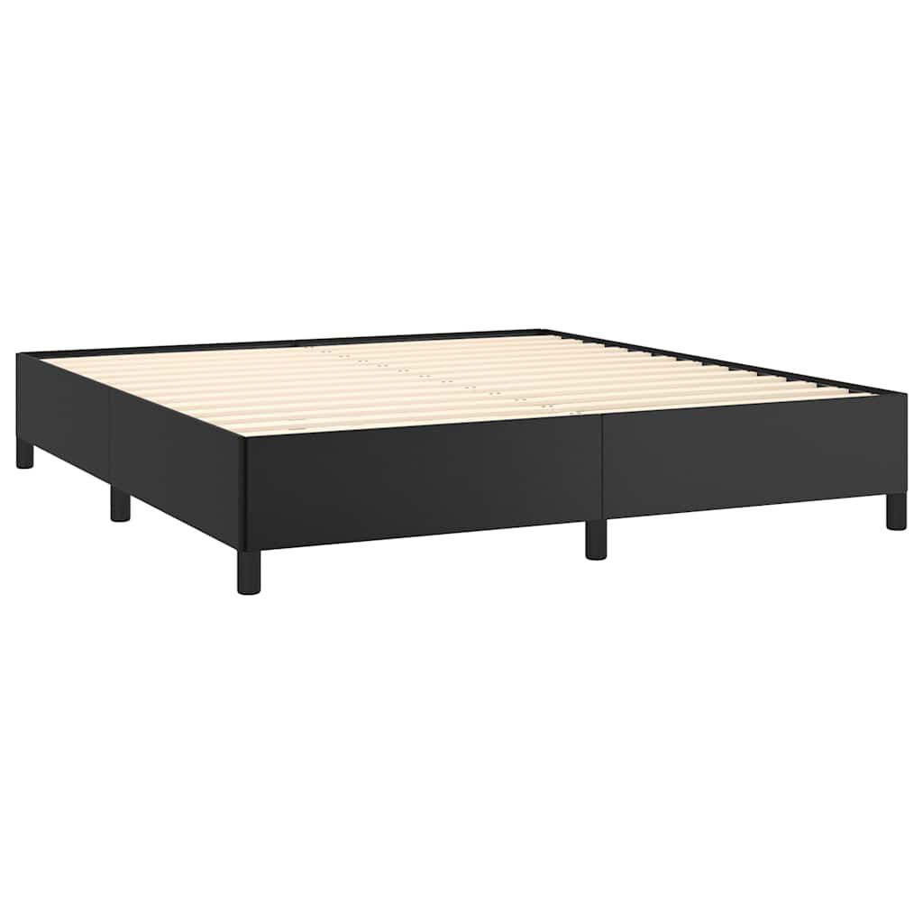 vidaXL Bed Frame without Mattress Black 193x203 cm King Faux Leather