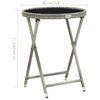 vidaXL Tea Table Grey 60 cm Poly Rattan and Tempered Glass