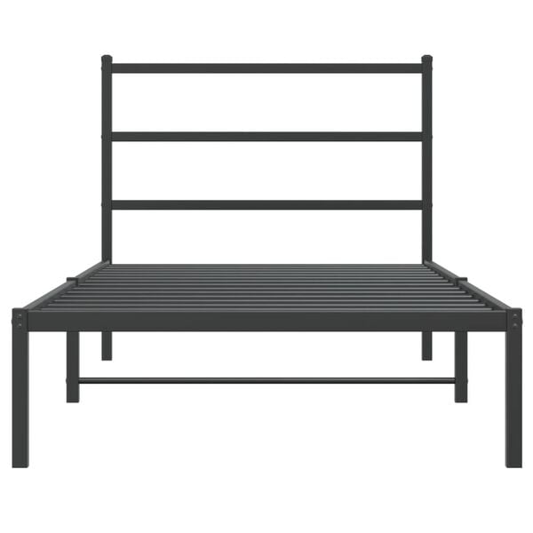 vidaXL Metal Bed Frame without Mattress with Headboard Black 100x200cm