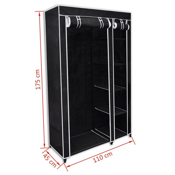 vidaXL Folding Wardrobe Black 110x45x175 cm