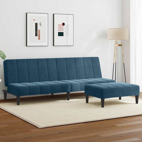 vidaXL 2-Seater Sofa Bed with Footstool Dark Green Velvet