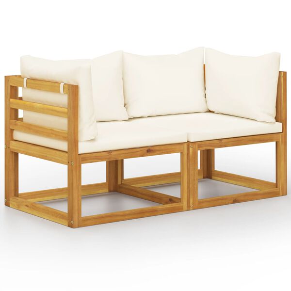 vidaXL 2-seater Garden Bench with Cream White Cushions