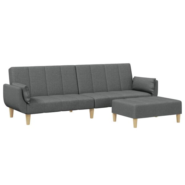 vidaXL 2-Seater Sofa Bed with Footstool Dark Grey Fabric