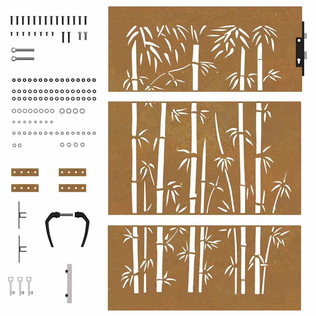 vidaXL Garden Gate 85x150 cm Corten Steel Bamboo Design