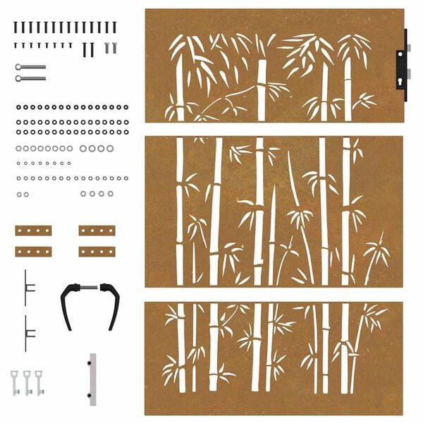 vidaXL Garden Gate 85x150 cm Corten Steel Bamboo Design
