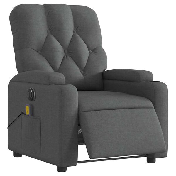vidaXL Electric Massage Recliner Chair Dark Grey Fabric