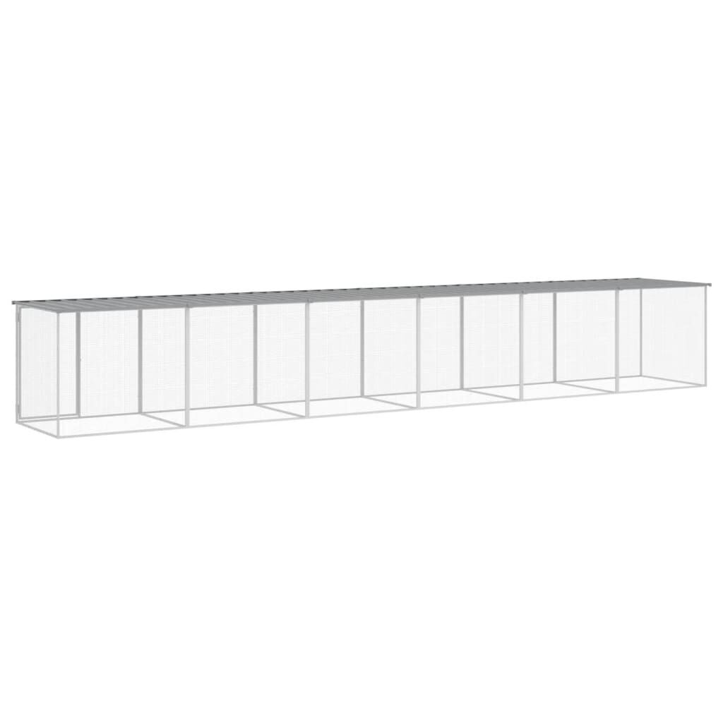 vidaXL Chicken Cage with Roof Light Grey 603x98x90 cm Galvanised Steel