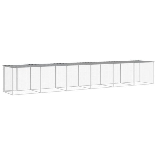 vidaXL Chicken Cage with Roof Light Grey 603x98x90 cm Galvanised Steel
