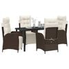 vidaXL Garden Dining Set with Cushion 5 pcs Brown Poly Rattan