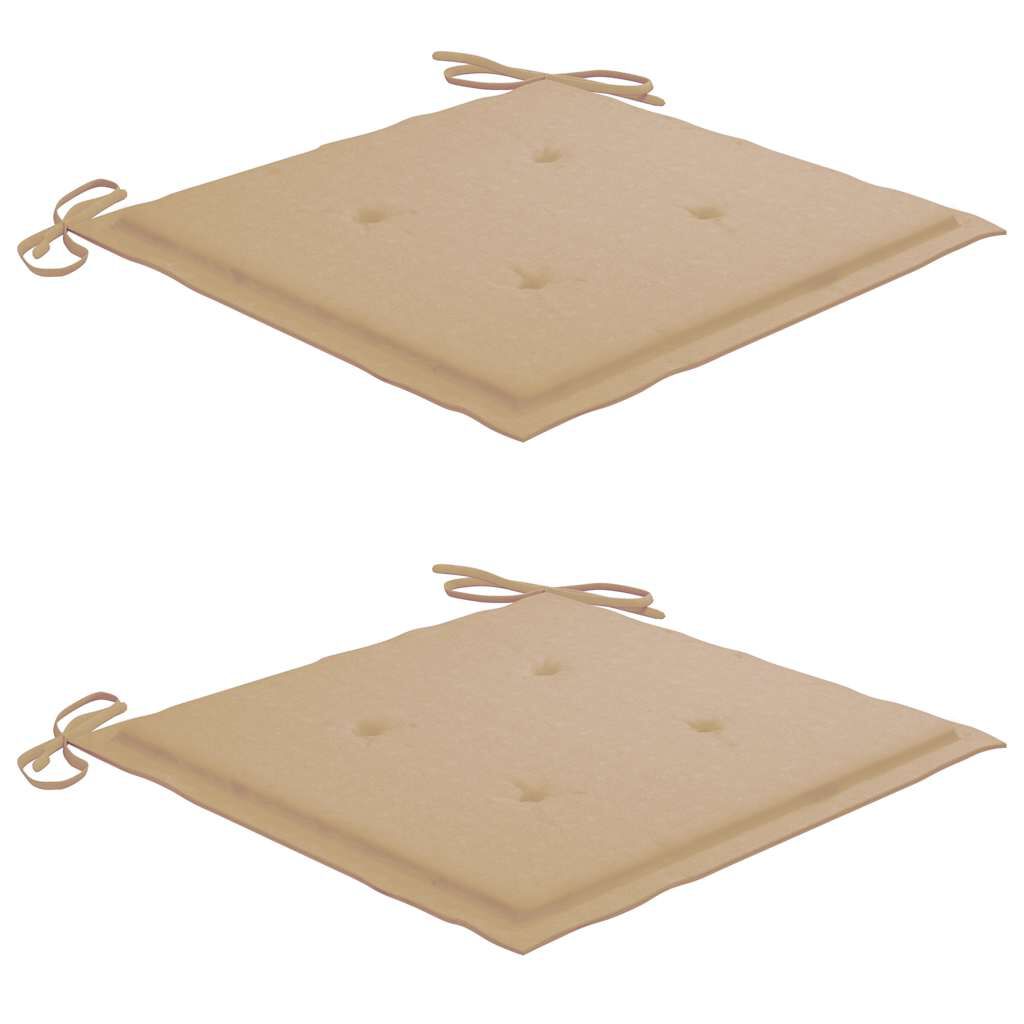 vidaXL Batavia Chairs 2 pcs with Beige Cushions Solid Teak Wood