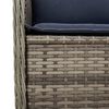vidaXL Reclining Garden Bench with Cushions Grey Poly Rattan