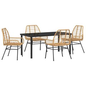 vidaXL Garden Dining Set 5 pcs Brown Poly Rattan