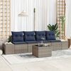 vidaXL Sofa Set with Cushion 5 pcs Grey Poly Rattan