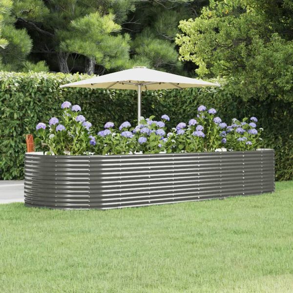 vidaXL Garden Raised Bed Grey 367x140x68 cm Powder-coated Steel