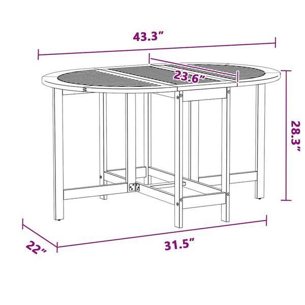 vidaXL Garden Table Folding Brown 110 x 60 x 72 cm Solid Acacia wood