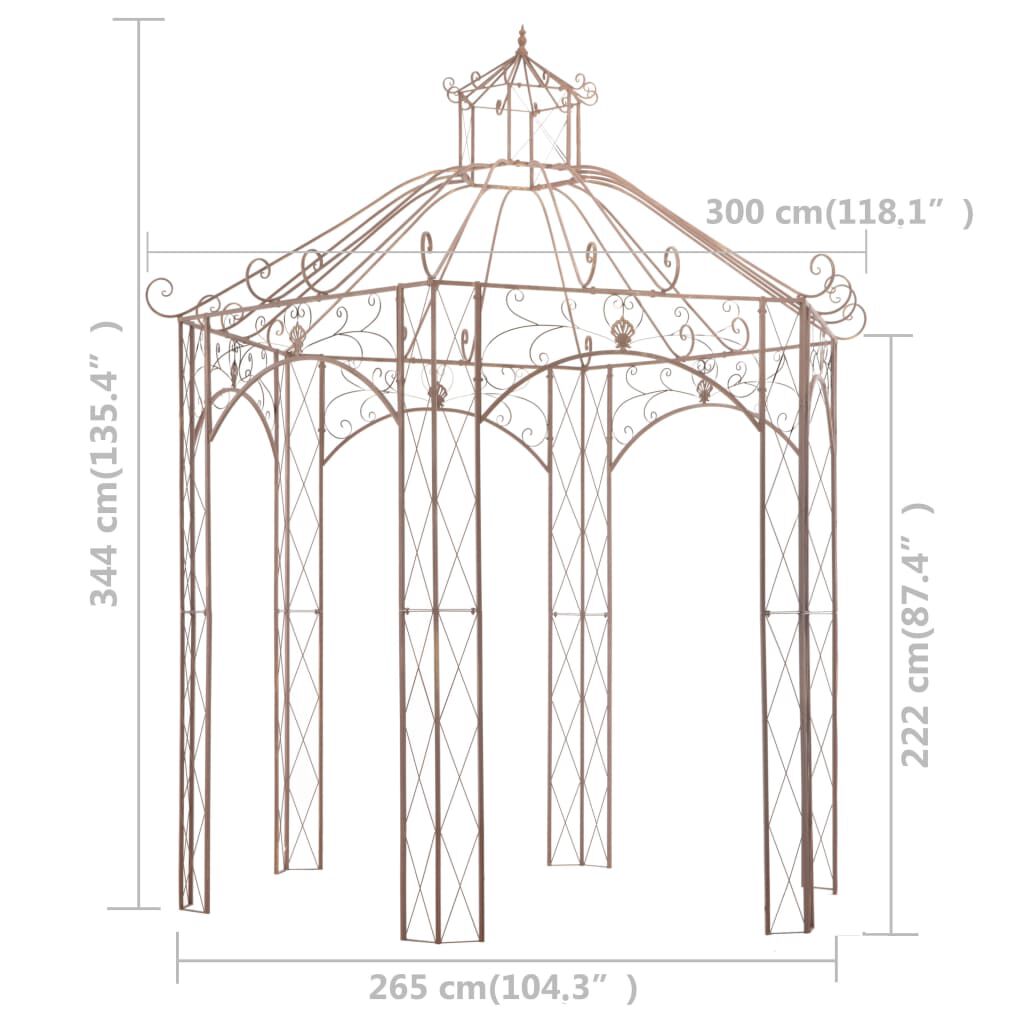 vidaXL Garden Pavilion Antique Brown 3 m Iron
