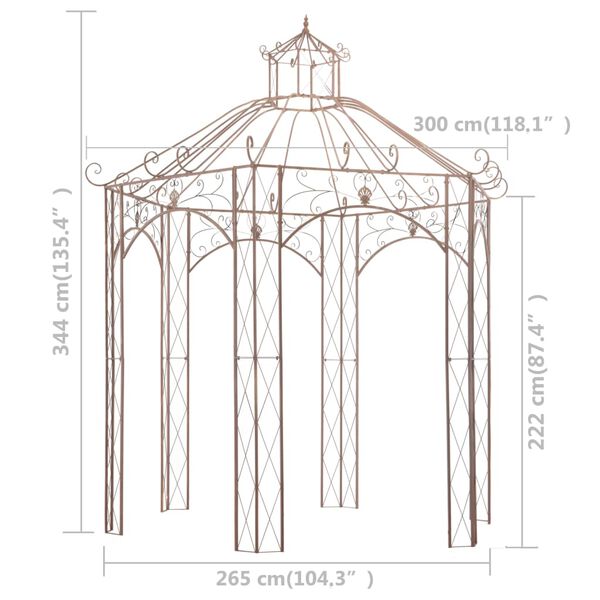 vidaXL Garden Pavilion Antique Brown 3 m Iron
