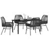 vidaXL Garden Dining Set with Cushion 5 pcs Black Poly Rattan