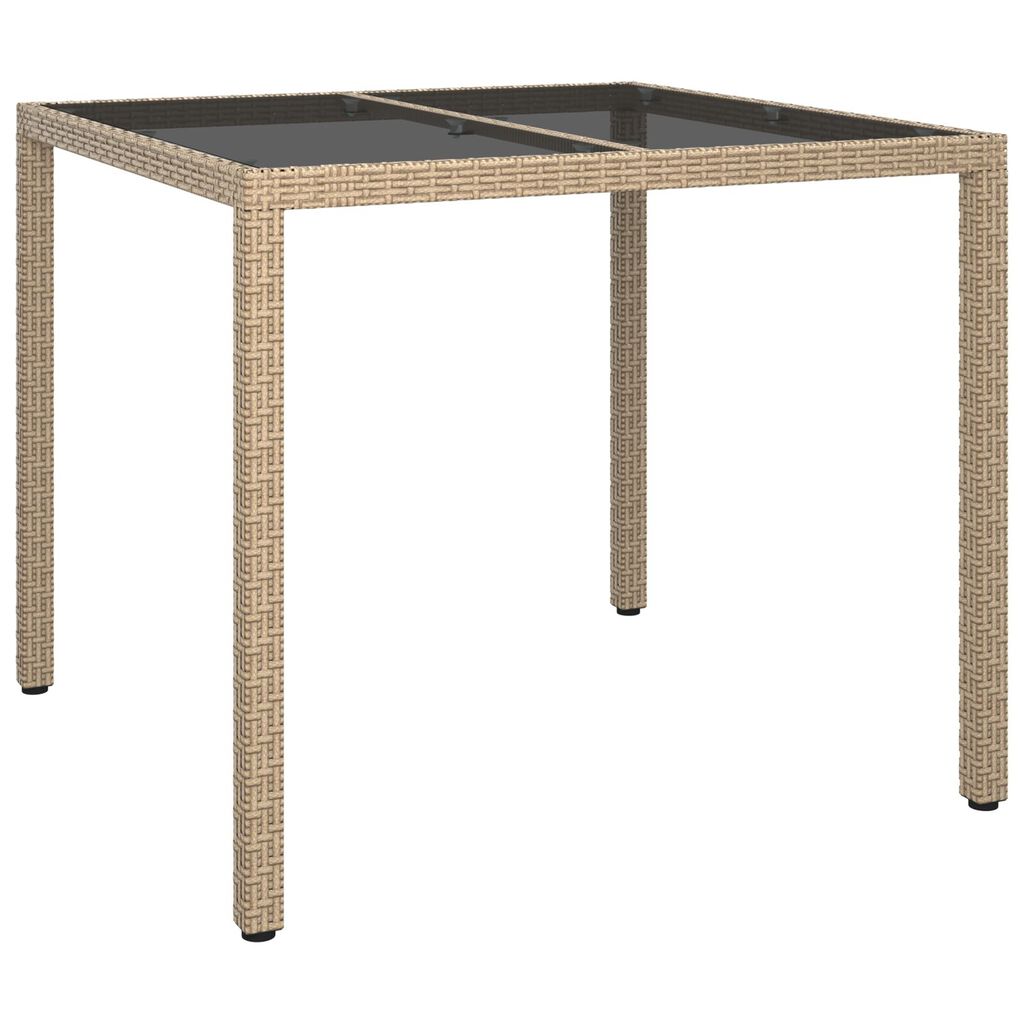 vidaXL Garden Dining Table Beige 90x90x75 cm Poly Rattan