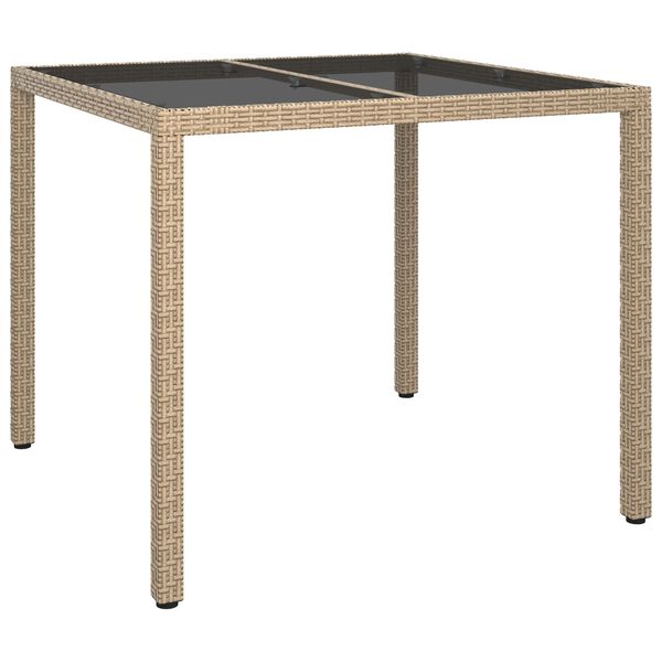 vidaXL Garden Dining Table Beige 90x90x75 cm Poly Rattan