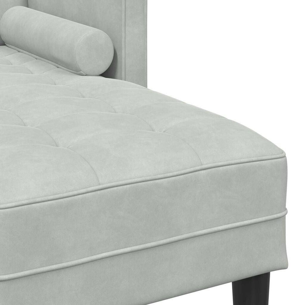 vidaXL Garden Sofa with Bench and Cushions L-Shaped Light Grey Velvet