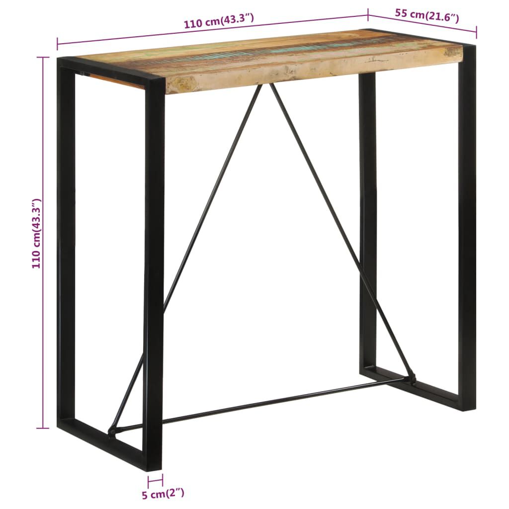 vidaXL Bar Table 110x55x110 cm Solid Wood Reclaimed