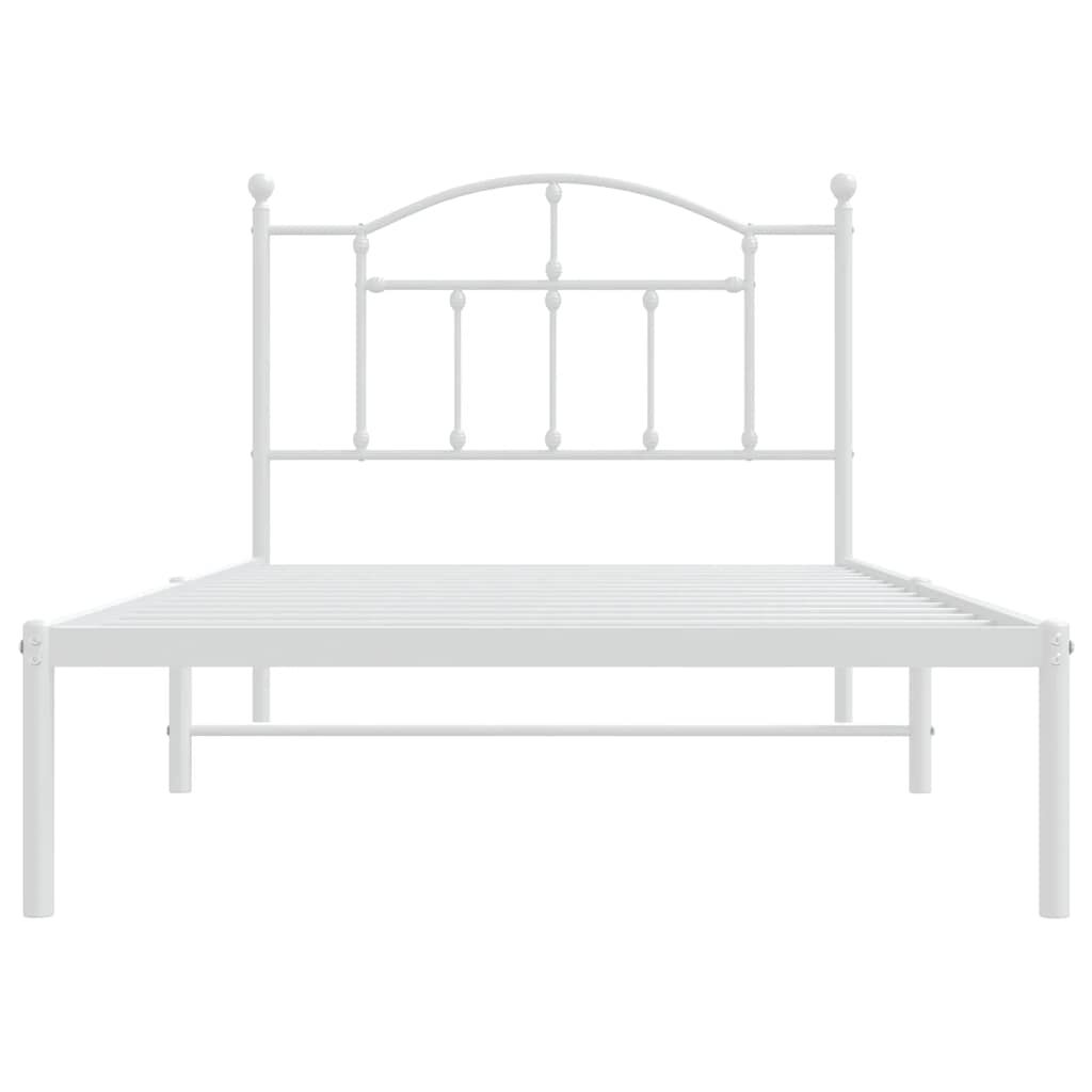 vidaXL Metal Bed Frame without Mattress with Headboard White 100x190cm