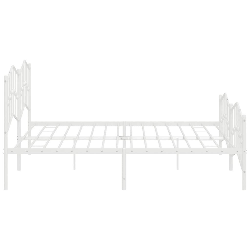 vidaXL Metal Bed Frame without Mattress with Footboard White 193x203cm
