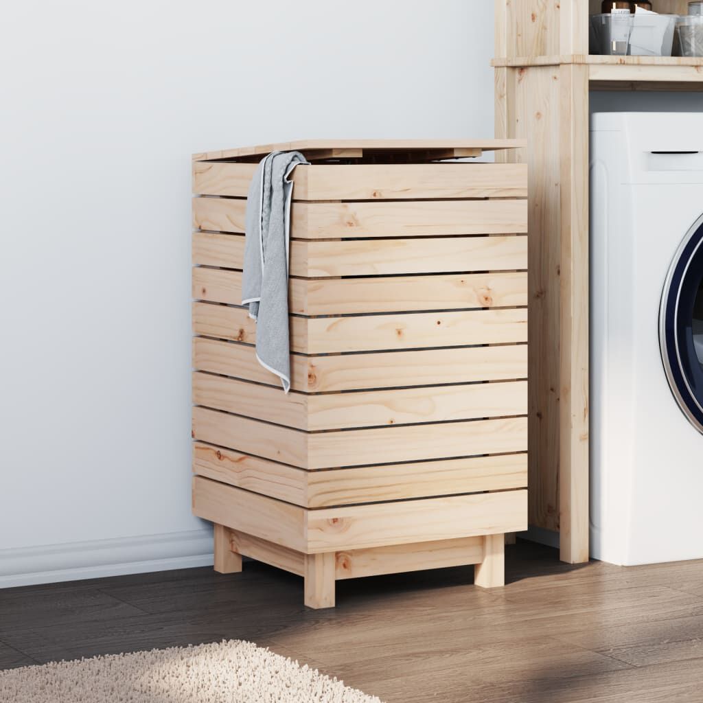 vidaXL Laundry Basket 44x44x76 cm Solid Wood Pine