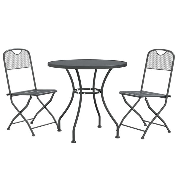 vidaXL 3 Piece Garden Dining Set Expanded Metal Mesh Anthracite