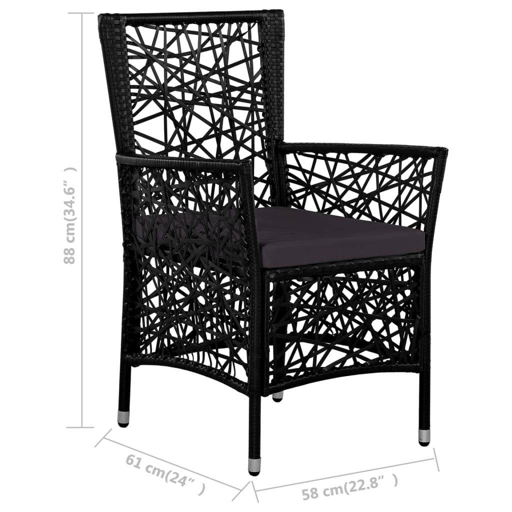 vidaXL 9 Piece Outdoor Dining Set Poly Rattan Black