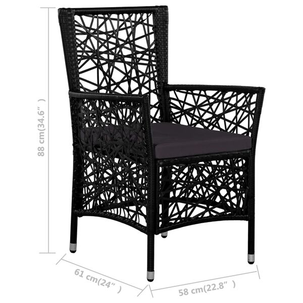 vidaXL 9 Piece Outdoor Dining Set Poly Rattan Black