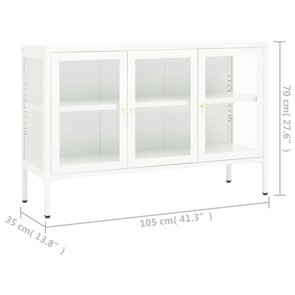 vidaXL Sideboard White 105x35x70 cm Steel and Glass