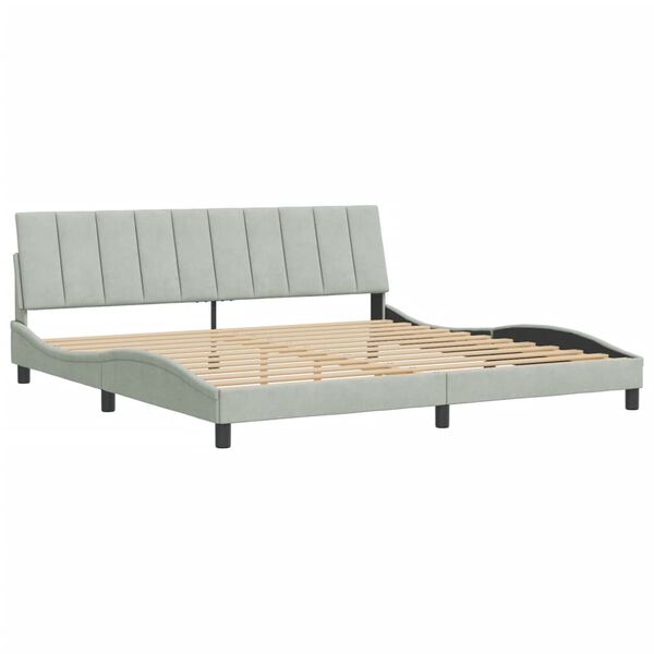 vidaXL Bed Frame without Mattress "Hanko" Light Grey 193x203 cm Velvet