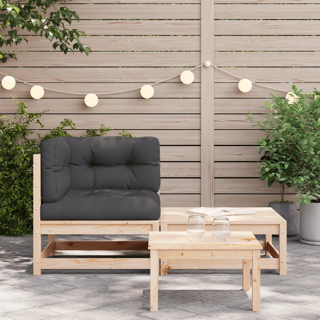 vidaXL Garden Sofa Corner with Cushions and Footstool